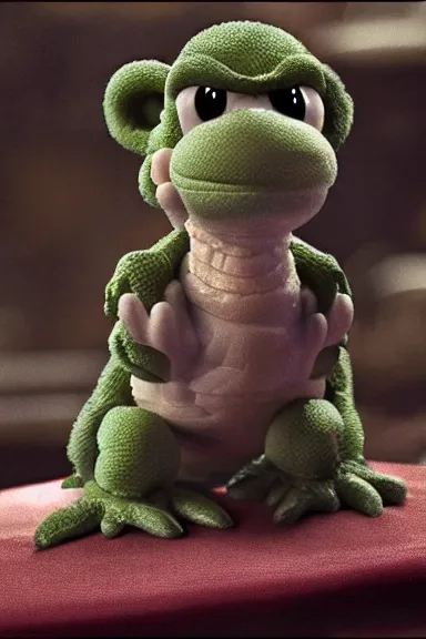 Image similar to very very intricate photorealistic photo of yoshi in an episode of game of thrones, photo is in focus with detailed atmospheric lighting, award - winning details