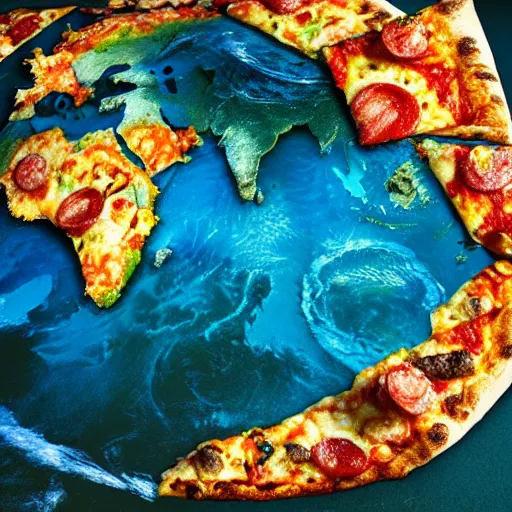 Prompt: the earth is a pizza