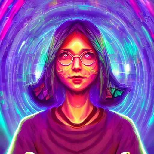 Image similar to skill magic geek inside matrix deepdream radiating a glowing aura stuff loot legends stylized digital illustration video game icon artstation lois van baarle, ilya kuvshinov, rossdraws,