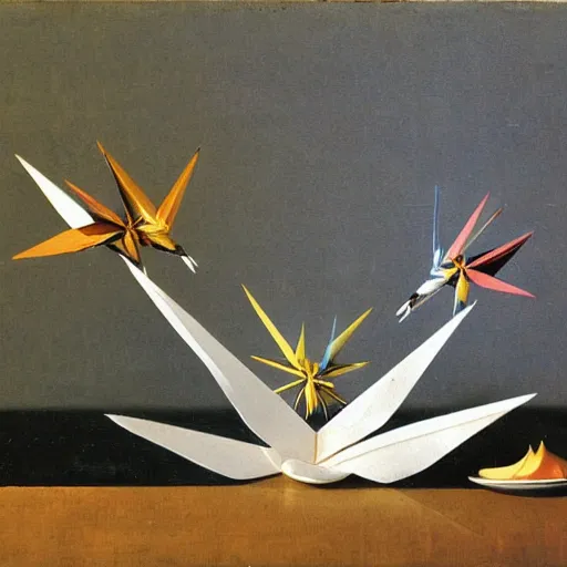 Image similar to paper cranes by caravaggio