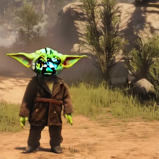 Image similar to baby yoda in red dead redemption 2