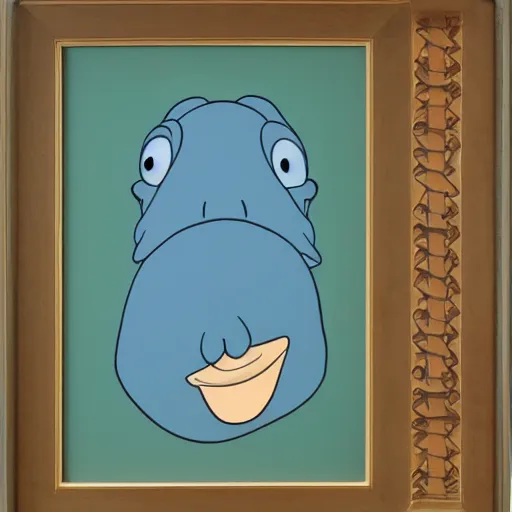 Prompt: a cartoon portrait of a friendly platypus, disney animation