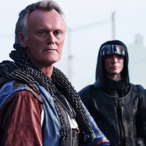 Image similar to Anthony Head as Cyberpunk Uther