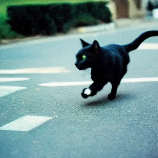 Prompt: a photo of a cat chasing a terrified dog, disposable film