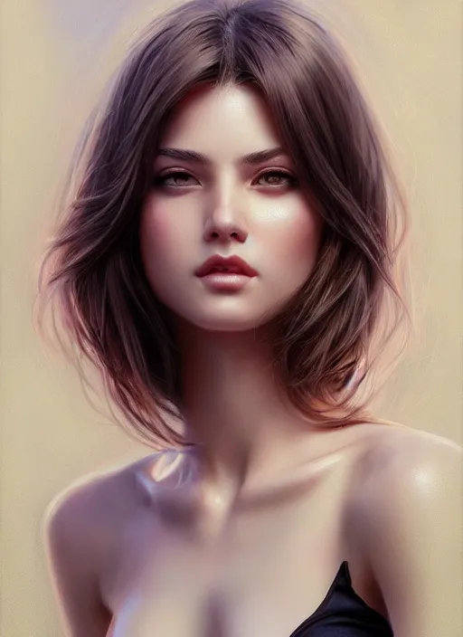 Image similar to photo of a gorgeous young woman in the style of stefan kostic, realistic, sharp focus, 8 k high definition, insanely detailed, intricate, elegant, art by stanley lau and artgerm