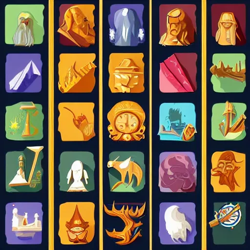 Image similar to set of fantasy icons. very detailed. vector images.