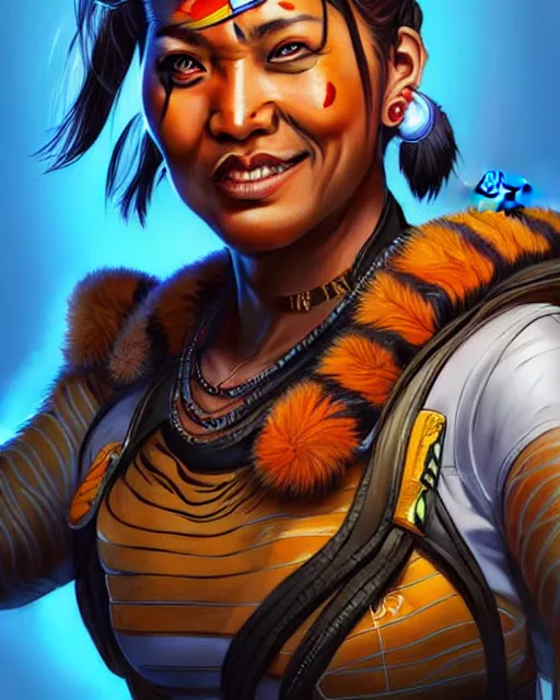 Image similar to The Tiger Queen as an Apex Legends character digital illustration portrait design by, Mark Brooks detailed, soft lighting