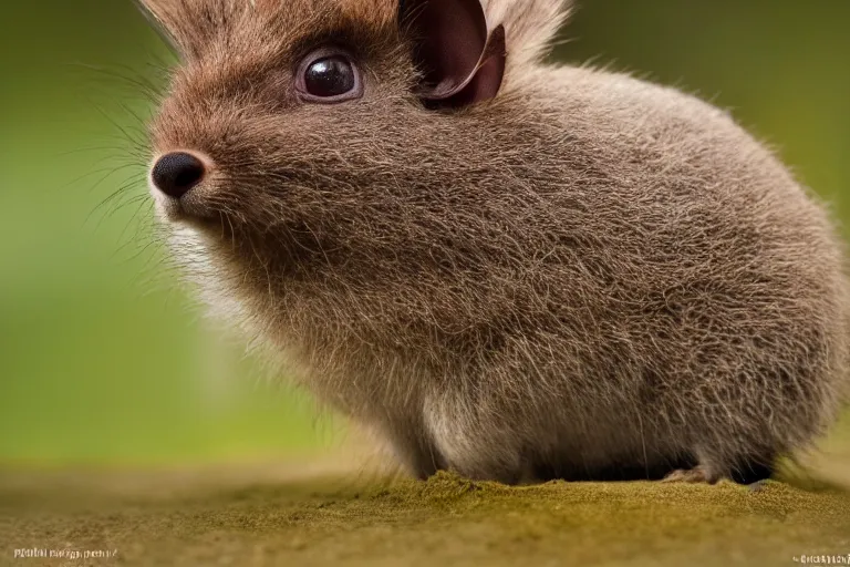 Image similar to a pudu chinchilla!!! hybrid! hyper realistic!! realistic lighting!! wildlife photographer of the year!!! bold natural colors, national geographic, hd, wide angle, 8 k