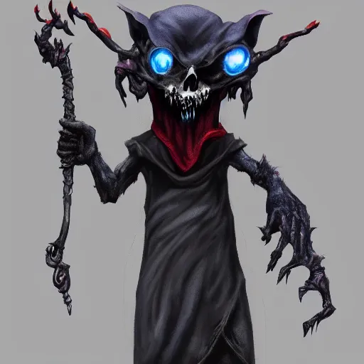 Prompt: undead rat halloween prop, ghostly anthropomorphic rat with skull face and glowing red eyes wearing black tattered robes and holding two blue flames, grim reaper except a rat, photorealistic, artstation