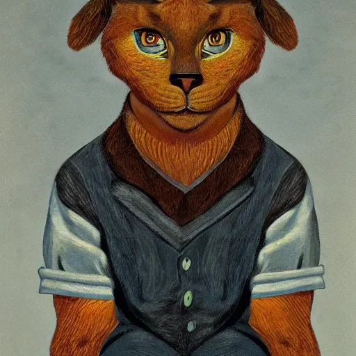 Image similar to portrait of a disillusioned young man, drained of energy by the artistic struggle, by louis wain and johanna martine, trending on artstation