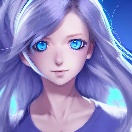 Prompt: high school girl split dimensions, azure blue eyes, silver hair, digital anime art, made by, artgerm and rossdraws, trending on artstation