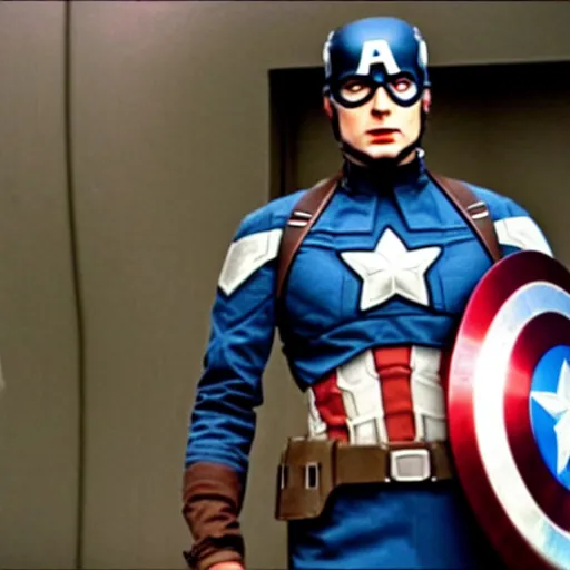 Image similar to film still of captain america in doctor who ( 1 9 7 5 )