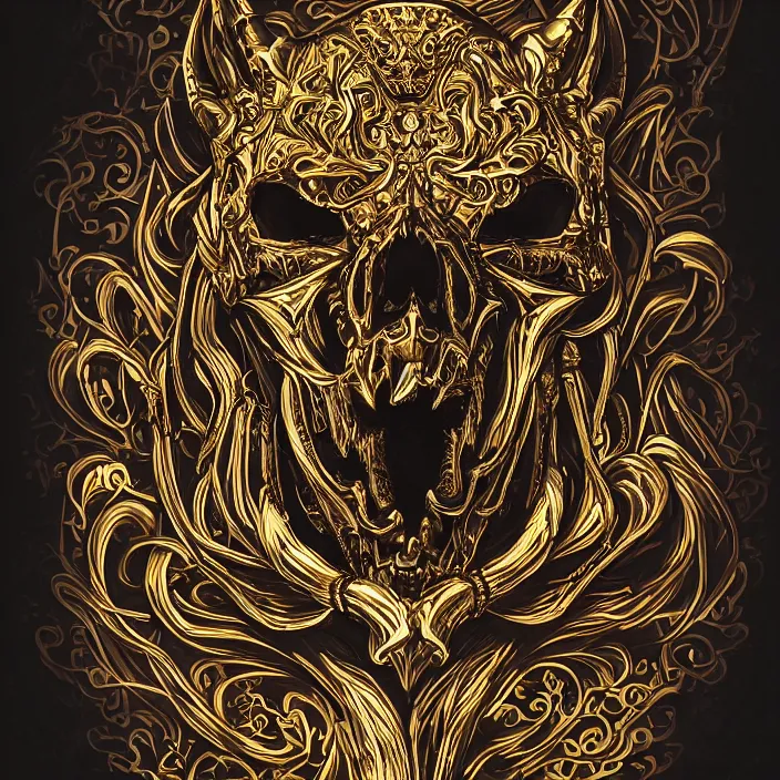 Prompt: photo portrait portrait of skull of wolf, lying on bones, dramatic lighting, golden ornaments, symmetric, intricate skeletal decorations, symmetry, highly detailed, concept art, black, red, white, gold layers, super moon, style of nekroxiii, hyperrealistic