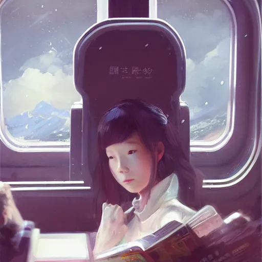 Prompt: luxury advertisement, a highly detailed epic cinematic concept art CG render digital painting artwork of a Chinese schoolgirl sitting in the train. By Greg Rutkowski, Ilya Kuvshinov, WLOP, Stanley Artgerm Lau, Ruan Jia and Fenghua Zhong, trending on ArtStation, made in Maya, Blender and Photoshop, octane render, excellent composition, cinematic atmosphere, dynamic dramatic cinematic lighting, aesthetic, very inspirational, arthouse