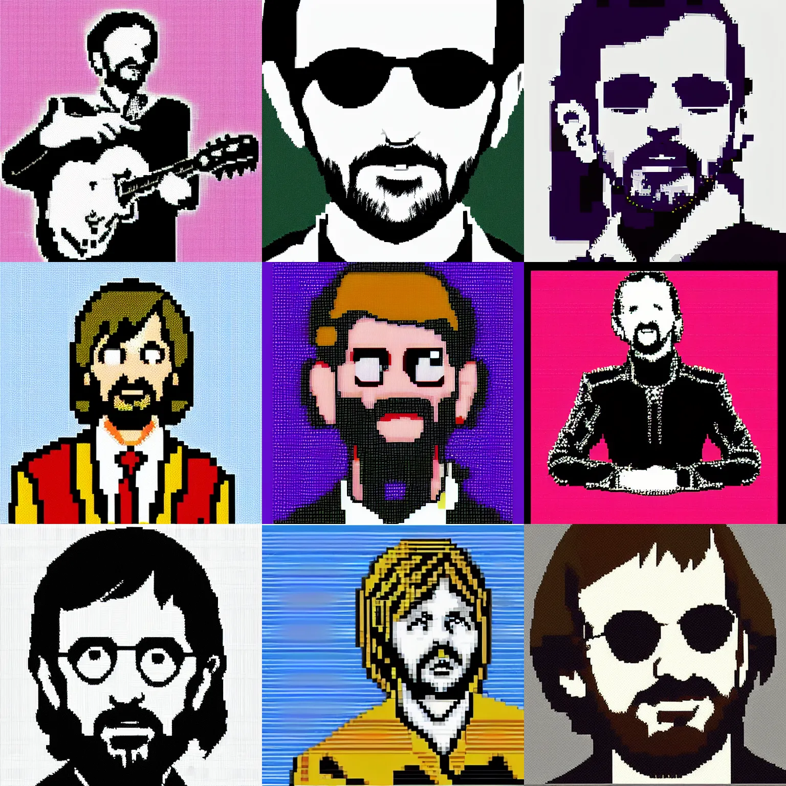 Prompt: detailed pixel art of Ringo Starr