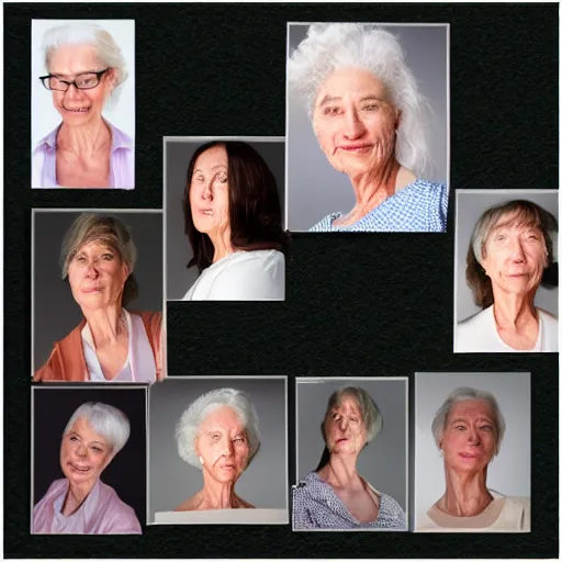 Image similar to series of photos of aging female 4k