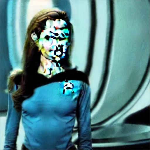Image similar to young Angelina Jolie is the captain of the starship Enterprise in the new Star Trek movie