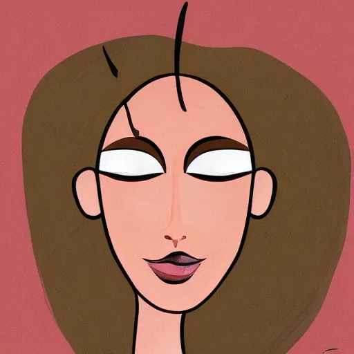 Prompt: A beautiful illustration of a human face with a bird's beak protruding from the forehead. by Genndy Tartakovsky graceful