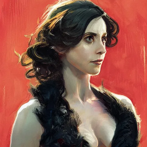 Prompt: alison brie as james bond, intricate, elegant, highly detailed, greg manchess, mucha, liepke, ruan jia, jeffrey catherine jones, ridley scott