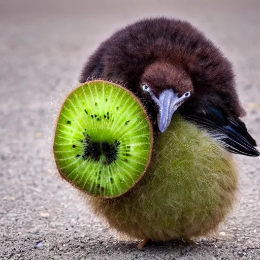 Image similar to Kiwi fruit, fuzzy kiwi, Bird, mixed with bird, mixed with kiwi, photography