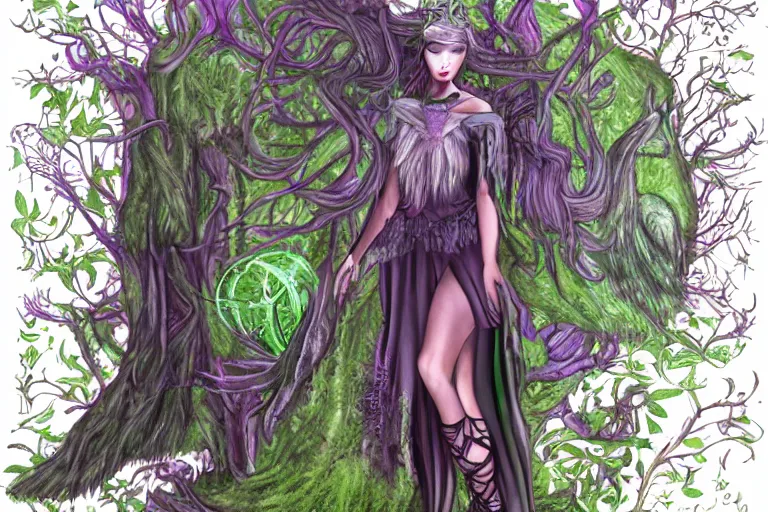 Prompt: fantasy ethereal forestfolk cybernetic fairy fashion zine