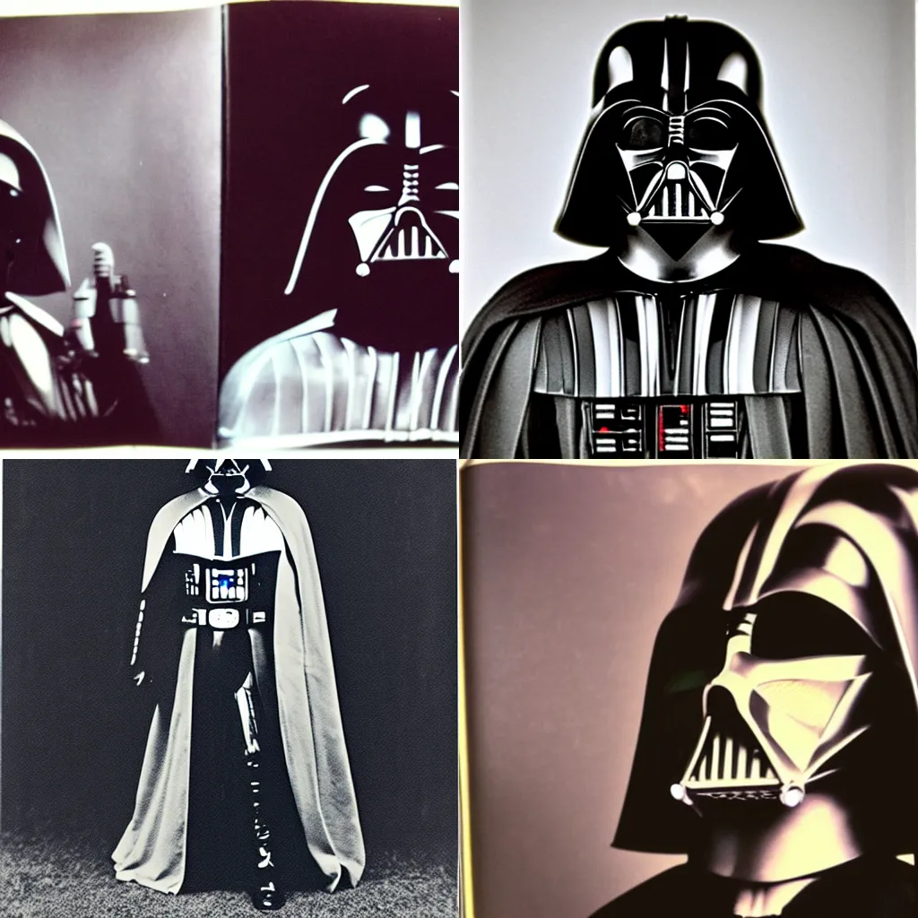 Prompt: highschool yearbook photo of Darth Vader