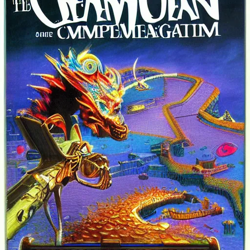Image similar to The realm of imagination, computer game cover art 1990s