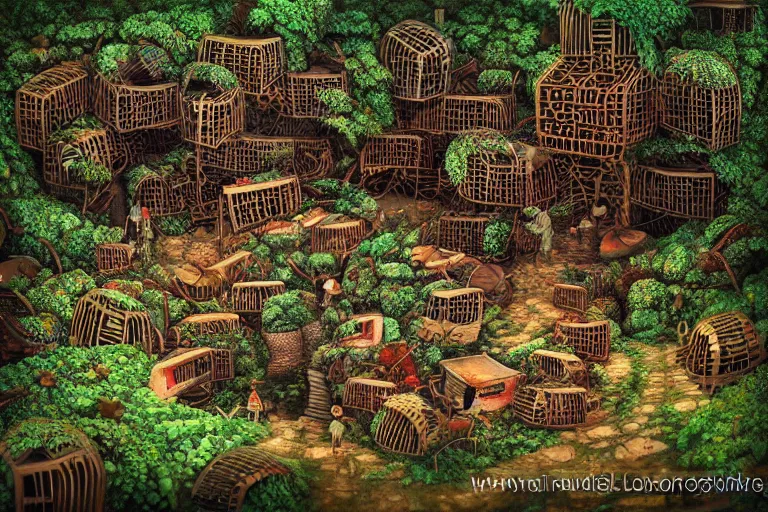 Image similar to favela lobster labyrinth hive, wooded environment, industrial factory, soothing, whimsical, award winning art, epic dreamlike fantasy landscape, ultra realistic,