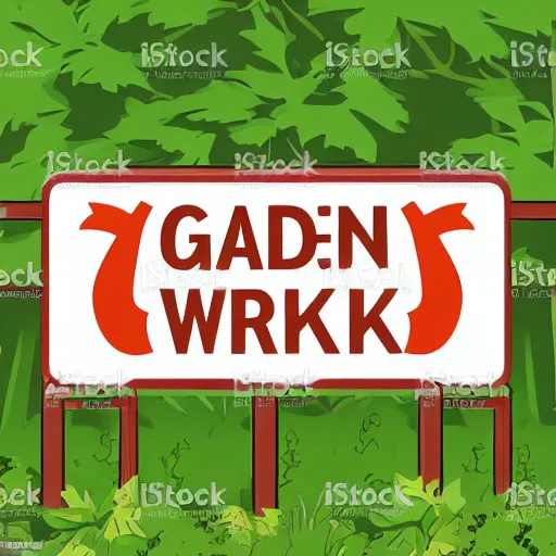 Prompt: sign that indicates that garden work is happening in the zone, vector art