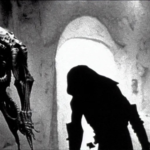 Image similar to Xenomorph in a still from the movie Nosferatu: A Symphony of Horror (1922), high quality