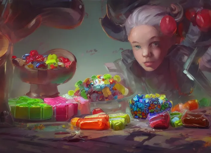 Image similar to concept art for a game candy themed, oil painting by jama jurabaev, extremely detailed, brush hard, artstation, for aaa game, high quality, brush stroke