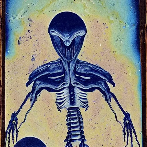 Image similar to alien life, fresco