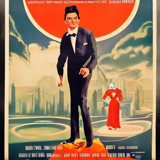 Image similar to vintage movie poster, surreal,