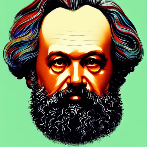 Image similar to portrait of karl marx, intricate, colourful, elegant, highly detailed, digital painting, artstation, concept art, smooth, sharp focus, illustration, by bartek fedyczak, erak note, tooth wu, neil richards, kan liu, siwoo kim, jisu choe