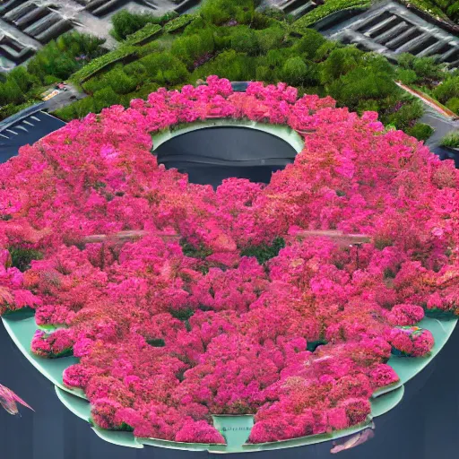 Image similar to a futuristic city made out of roses