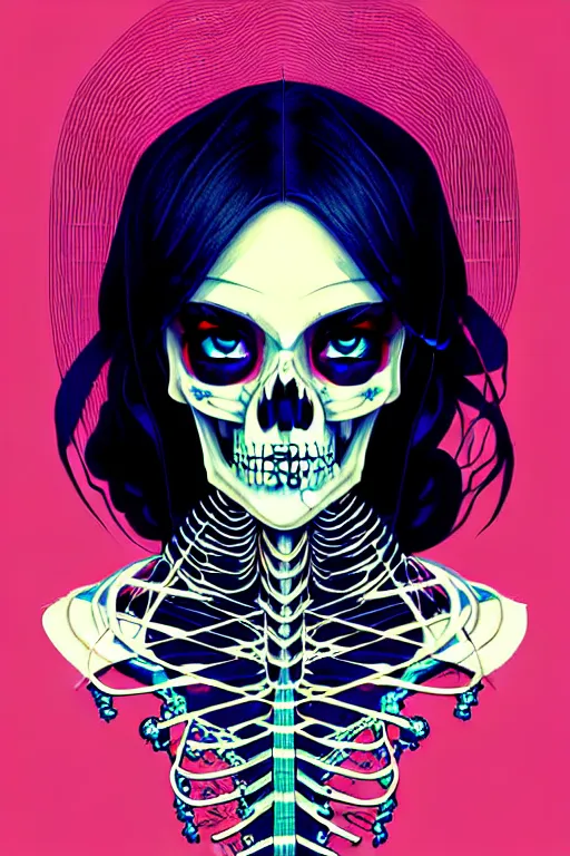 Prompt: anime manga skull portrait young arab woman, glitcched, glitch pixels, skeleton, intricate, elegant, highly detailed, digital art, ffffound, art by JC Leyendecker and sachin teng