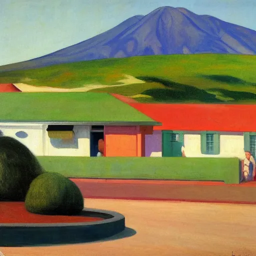 Prompt: painting of Lahaina Maui, by Edward Hopper