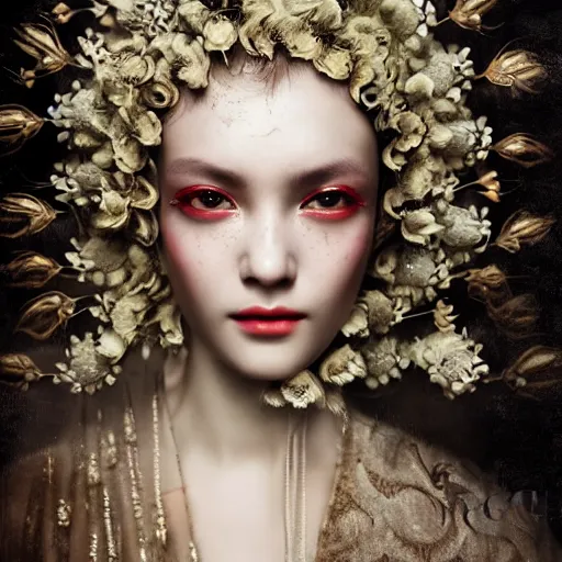 Prompt: A beautiful artistic portrait by Zhang Jingna, Motherland Chronicles,