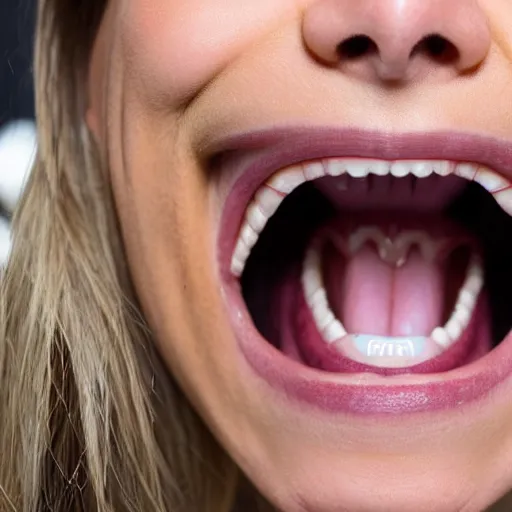 Image similar to closet with teeth and a tongue coming out