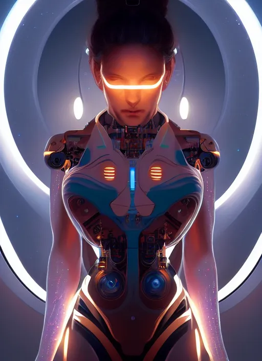 Prompt: symmetry!! portrait of female cyborg, sci - fi, glowing lights!! intricate, elegant, highly detailed, digital painting, artstation, concept art, smooth, sharp focus, illustration, art by artgerm and greg rutkowski and alphonse mucha, 8 k