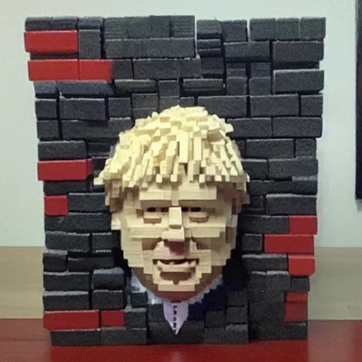 Image similar to boris johnson made out of blocks