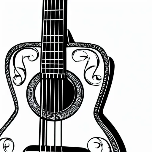 Image similar to acoustic guitar on white background, highly detailed, digital illustration,