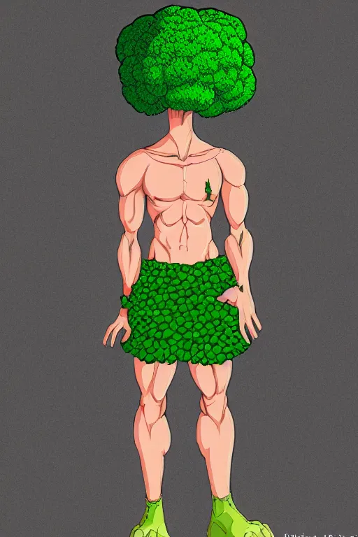 Image similar to ripped broccoli chad, full body, human figure, highly detailed, digital art, sharp focus, trending on art station, anime art style