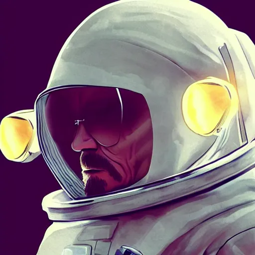 Image similar to Walter white from breaking bad, wearing an astronaut suit in space, dynamic lighting, photorealistic concept art, stunning visuals, creative, cinematic, ultra detailed, trending on art station, detailed