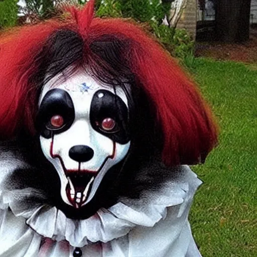 Image similar to a canine Pennywise, creepy, realistic