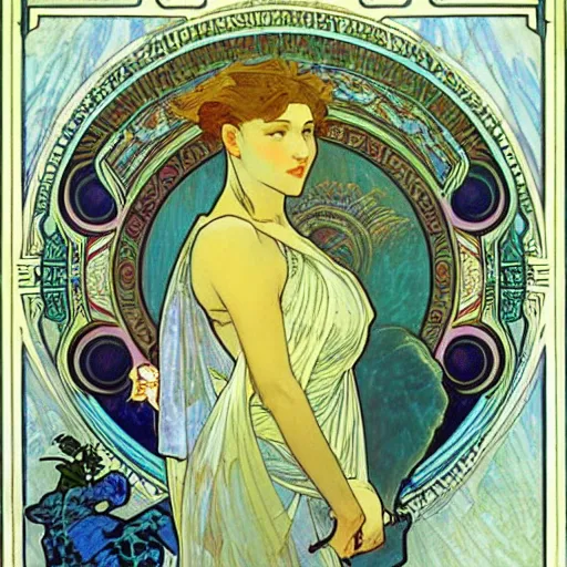 Image similar to god of nature, blue panthera, artistic, high detailed, fantasy, by alphonse mucha