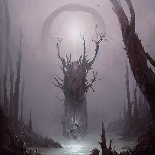 Prompt: a terrifying new creature from folklore, ethereal fantasy art by greg rutkowski