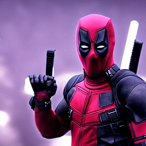 Prompt: Deadpool at a concert very detailed photorealism 4K quality