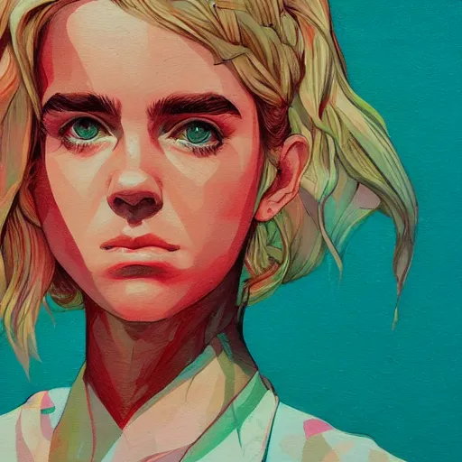 Image similar to Kiernan Shipka picture by Sachin Teng, asymmetrical, dark vibes, Realistic Painting , Organic painting, Matte Painting, geometric shapes, hard edges, graffiti, street art:2 by Sachin Teng:4