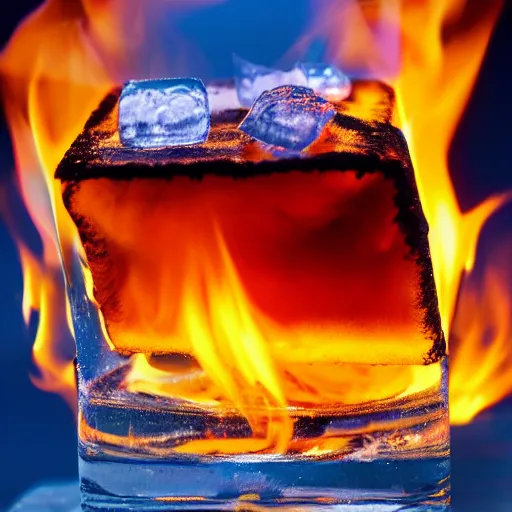 Image similar to photo of an ice cube on fire